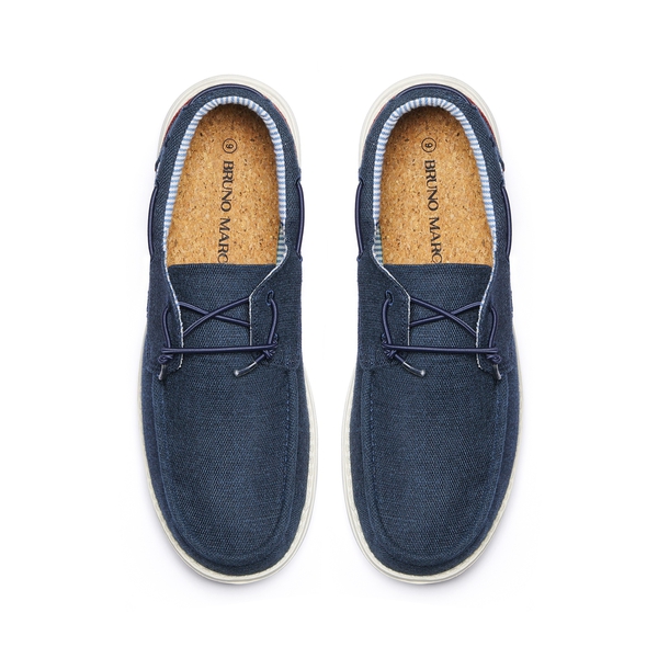 Minimalist Men's Slip On  Canvas Loafers - NAVY - 4